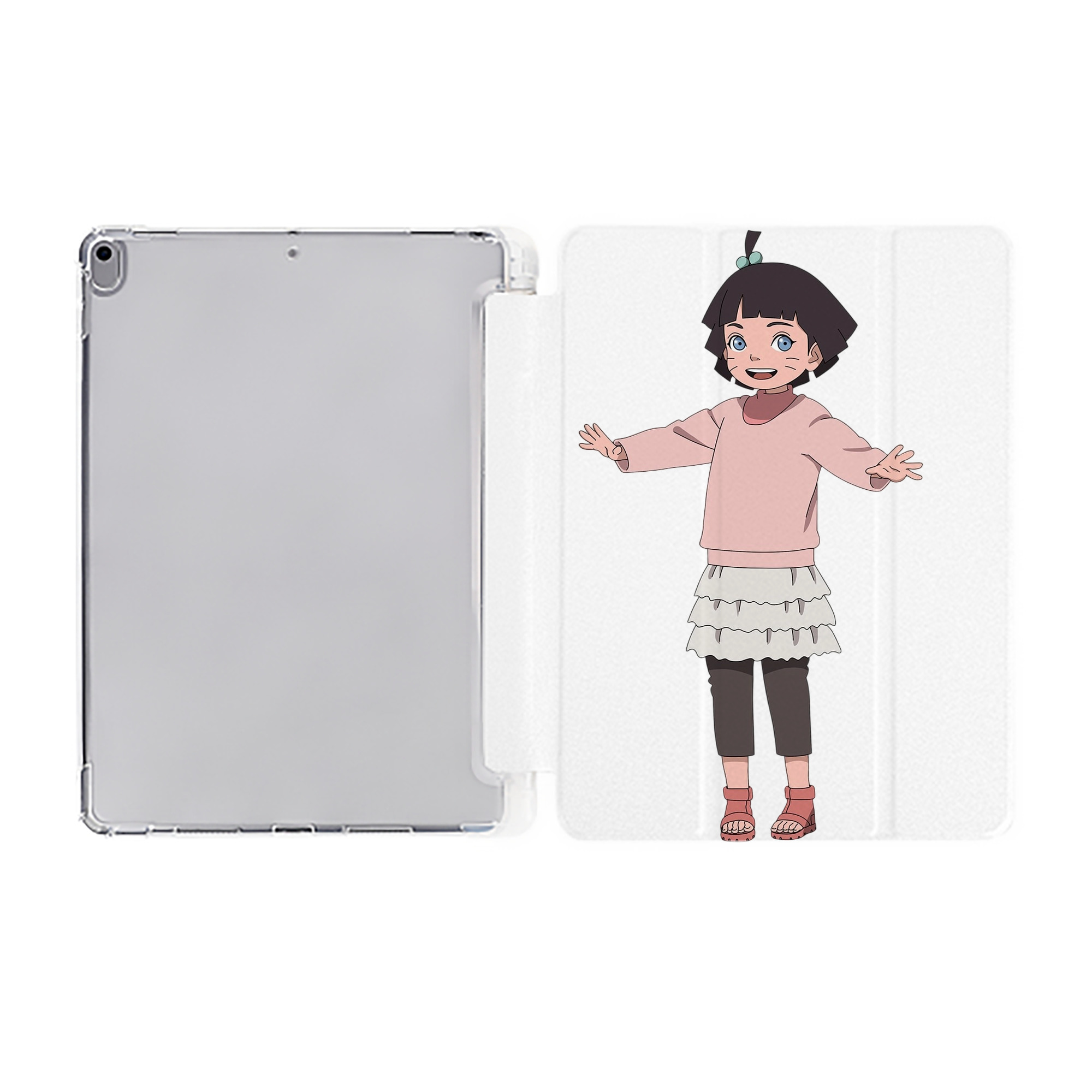 （画像用） NARUTO -ナルト- うずまき ヒマワリ Uzumaki Himawari IPad ケース ペン収納付き 三つ折りスタンド PUレザー×シリコン 対応機種9.5/10.5/10.9インチ